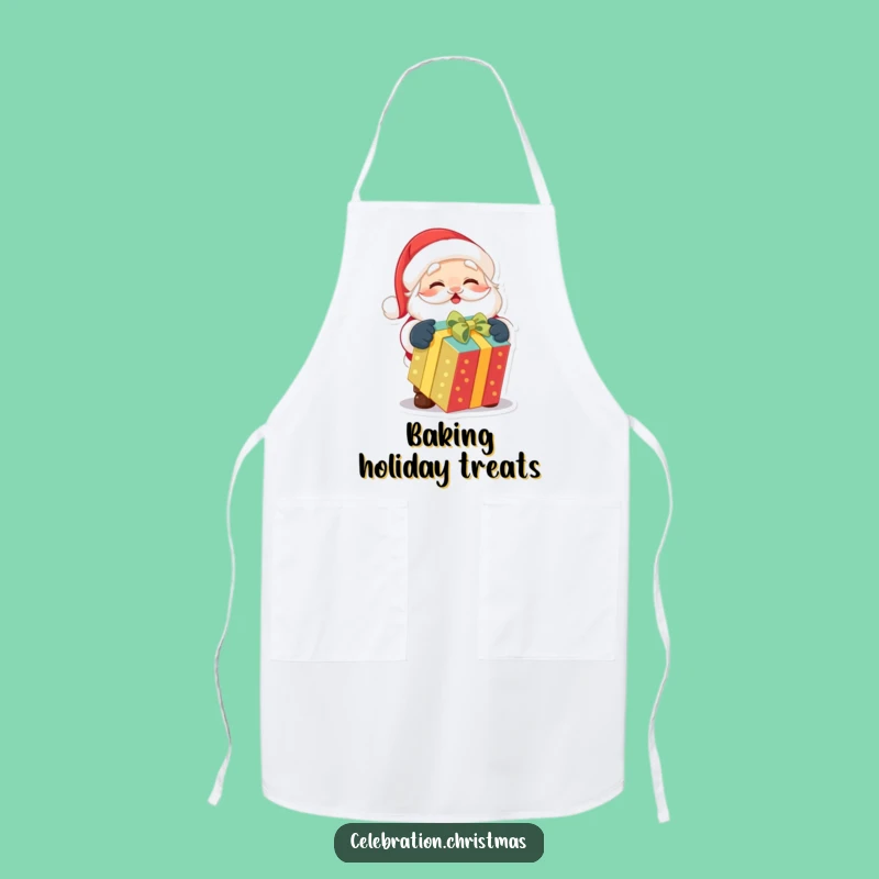 Funny Santa Apron: Festive Chef Unwrapping Gifts, Perfect Kitchen Humorous Gift
