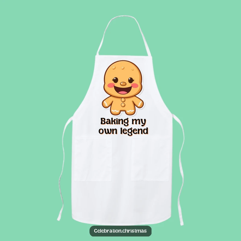 Funny Gingerbread Man Grinning Apron - Humorous Cookie Chef Character Kitchen Gift