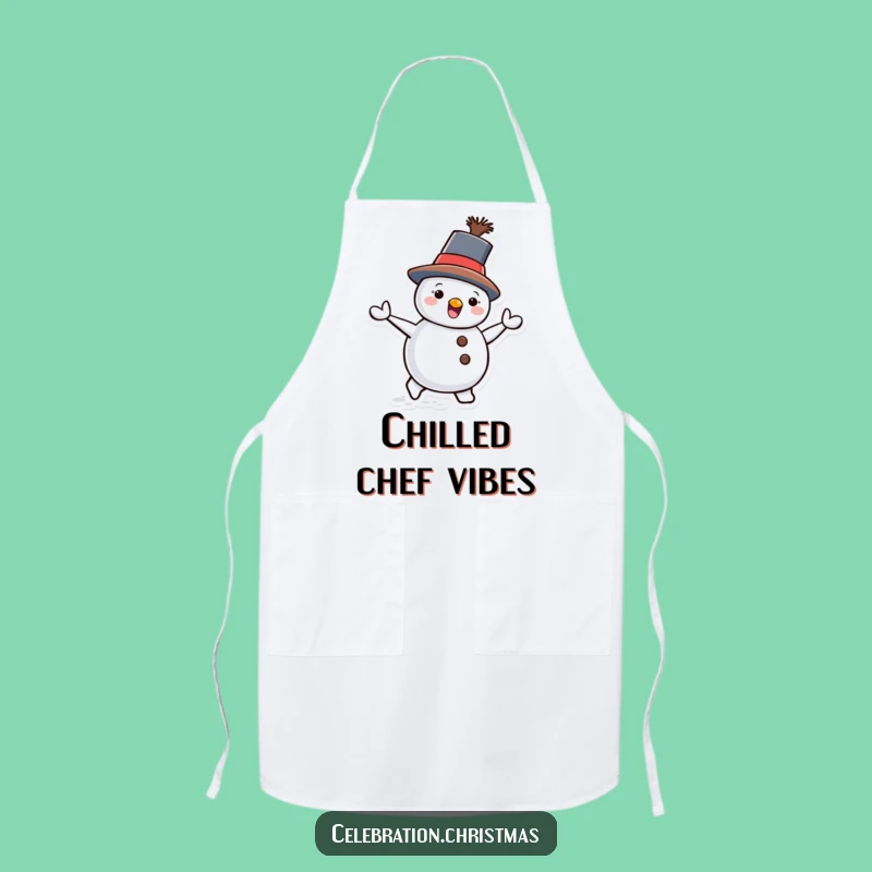 Funny Snowman Waddling Apron - Kitchen Tilted Hat Character Humorous Gift