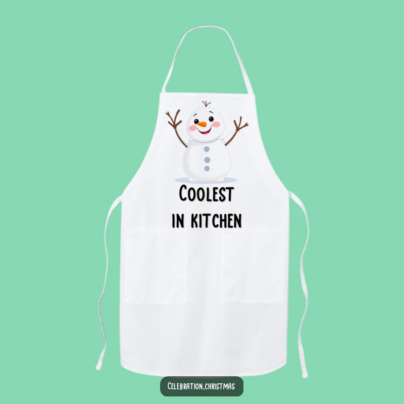 Funny Snowman Waving Apron - Keep Clean While Spreading Winter Cheer