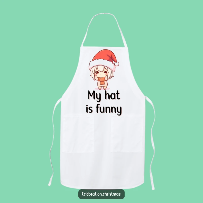 Funny Kawaii Character Festive Hat Apron - Cook Up Laughs in the Kitchen with This Fun Design!
