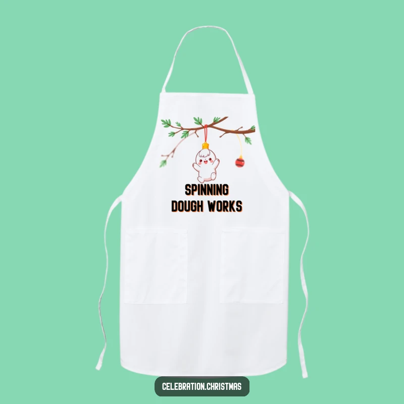 Funny Ornament Apron: Cheerful Spinning Character Kitchen Holiday Fun