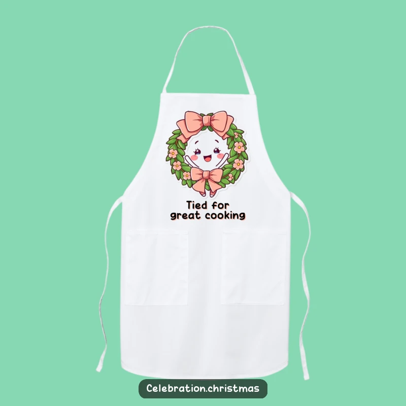 Funny Wreath Twirling Apron - Kitchen Festive Bow Character Humorous Gift