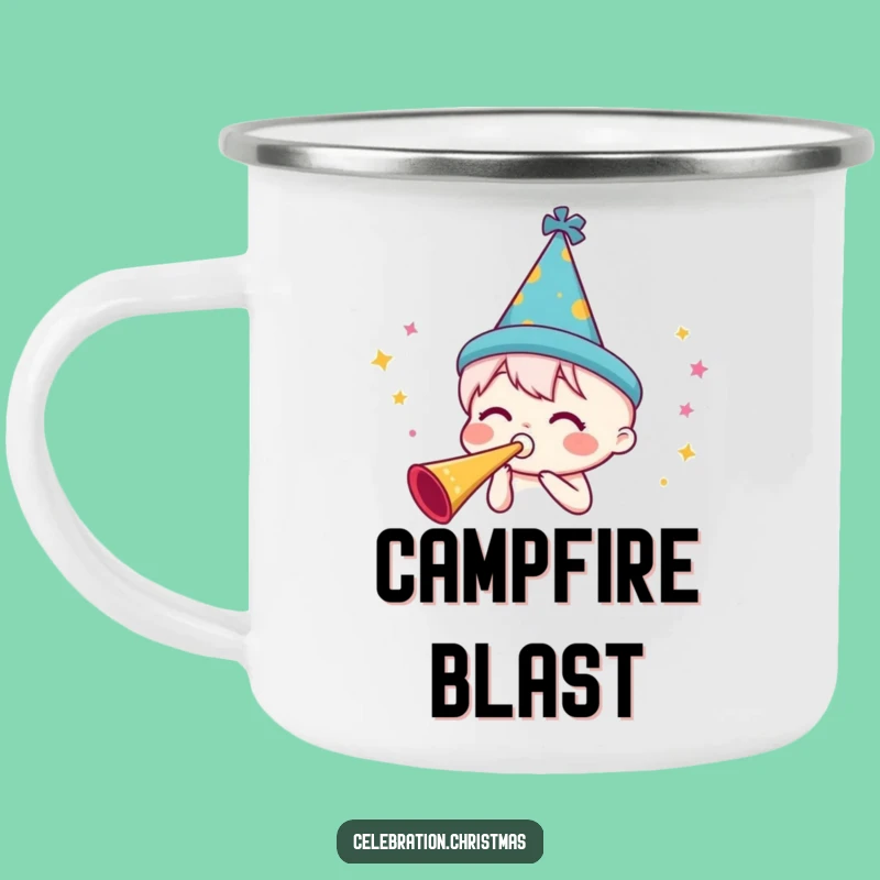Funny Party Horn Camping Mug - Trailside Celebrations and Festive Cheer