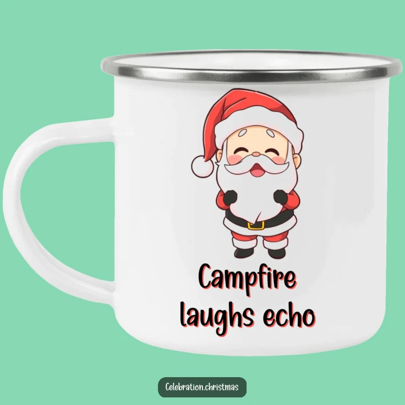Funny Santa Laughing Camping Mug: Sip Holiday Cheer Outdoors