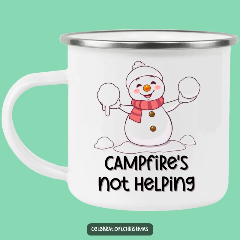 Funny Camping Mug: Melting Snowman Juggler Drinkware, Comical Outdoor Gift