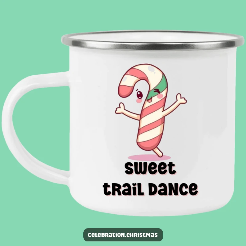 Funny Dancing Candy Cane Camping Mug - Festive Outdoor Companion - Funny Gift