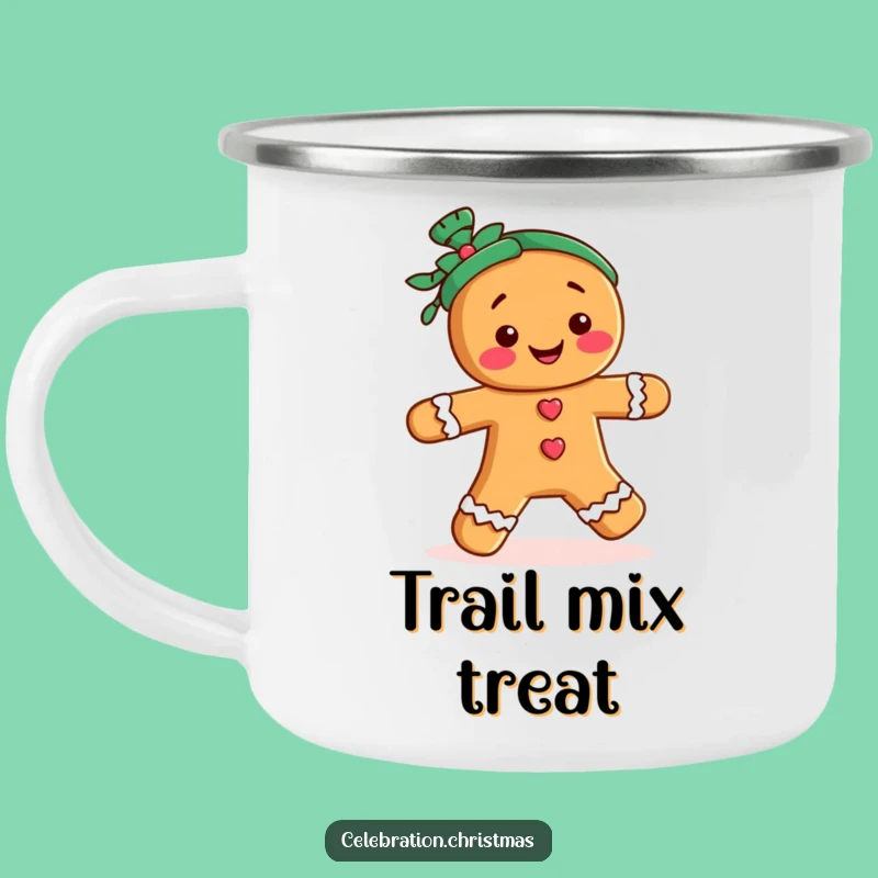 Funny Gingerbread Enamel Camping Mug - Festive Outdoor Gift