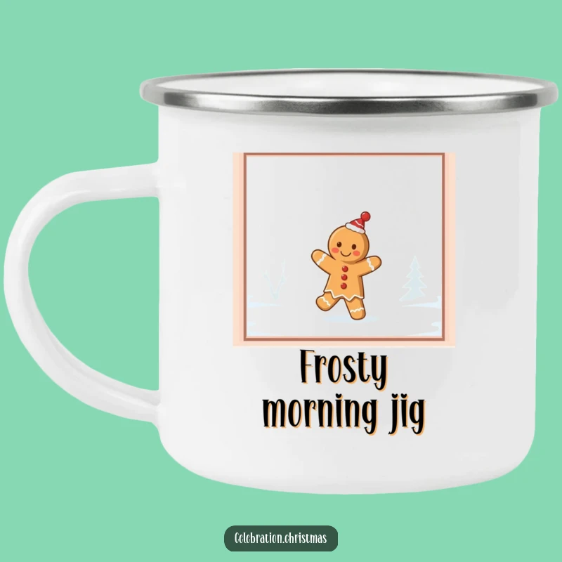 Funny Gingerbread Jig Camping Mug: Enjoy Festive Drinks Outdoors!
