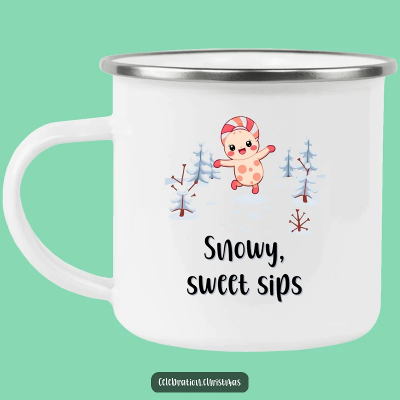 Funny Kawaii Candy Cane Cartwheel Camping Mug: Holiday Adventures, a Perfect Funny Gift