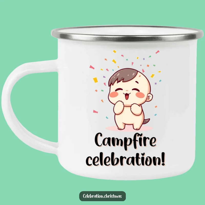 Funny Kawaii Confetti Camp Mug: Outdoor Celebrations & Laughter