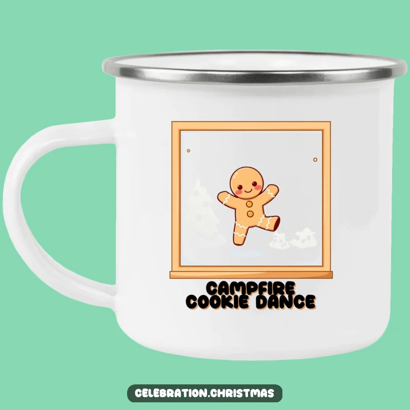 Funny Kawaii Gingerbread Dancing Camping Mug - Sweet Outdoor Companion