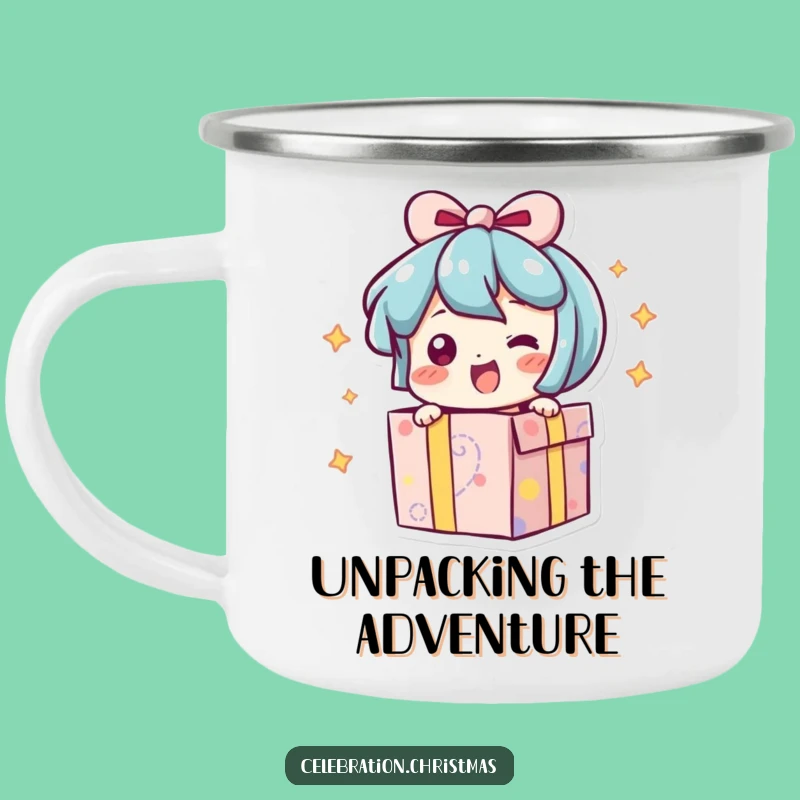 Funny Present Camping Mug: Excited Character, Perfect Outdoor Gift