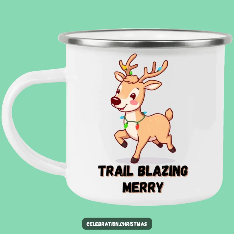 Funny Reindeer Prancing Camping Mug - Festive Cheer for Outdoor Adventures