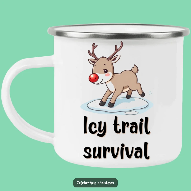 Funny Reindeer Slip Camping Mug: Enjoy Holiday Drinks with a Laugh!