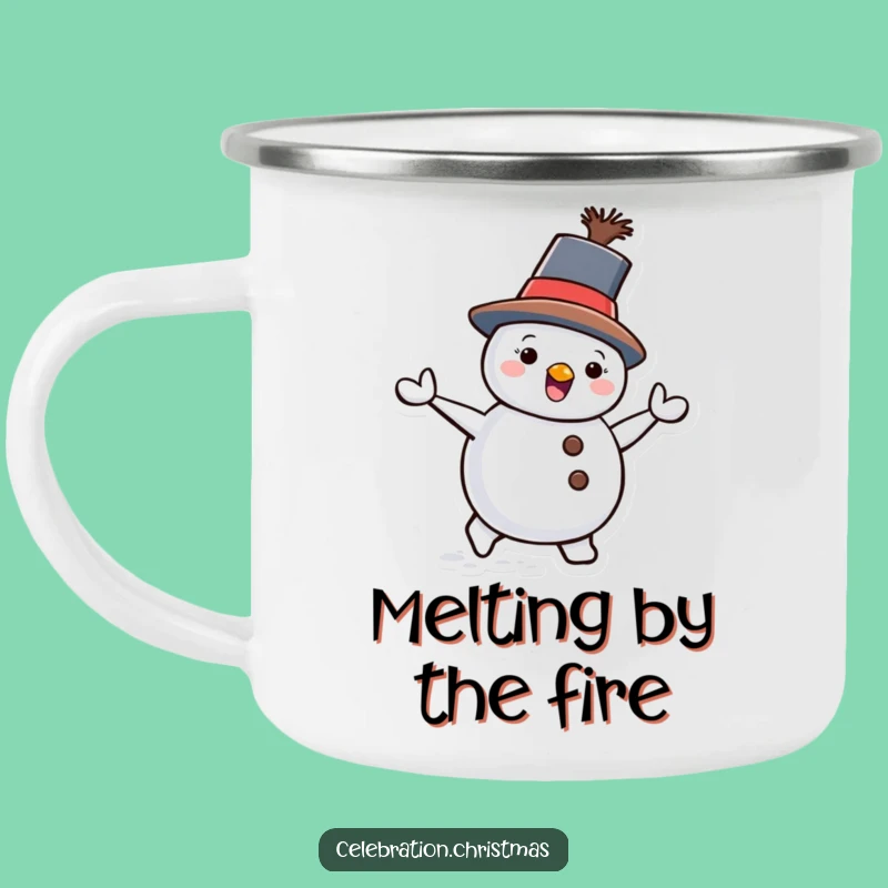 Funny Snowman Waddling Camping Mug - Durable Tilted Hat Character Drinkware