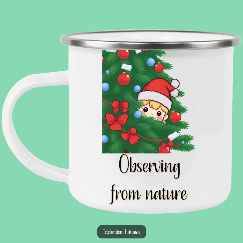 Funny Santa Hat Camping Mug: Outdoor Christmas Character, Perfect Gift