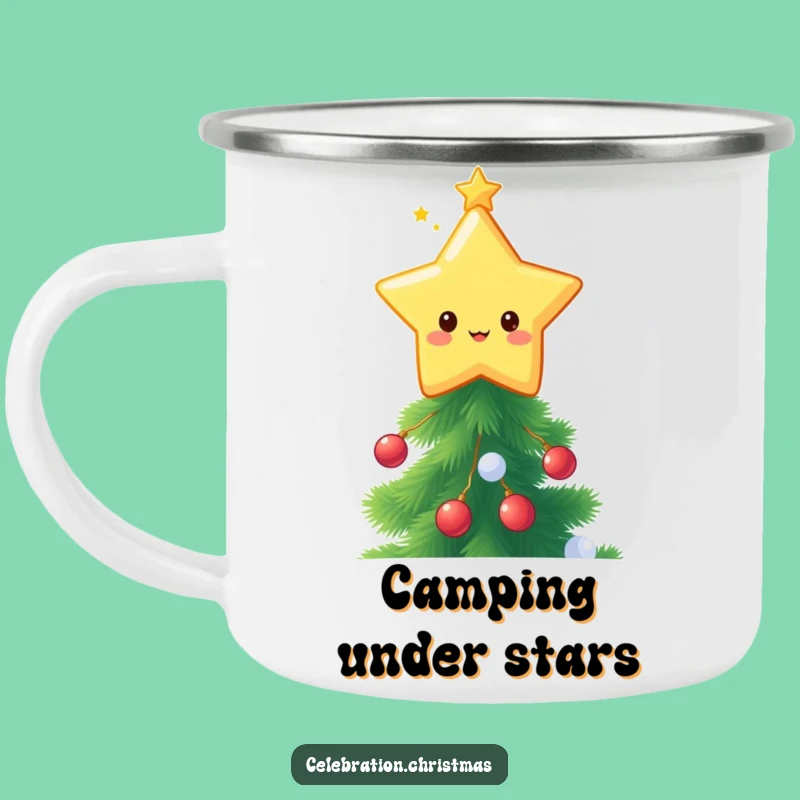 Rustic Funny Kawaii Star Topper Camping Mug - Twinkling Outdoor Gift