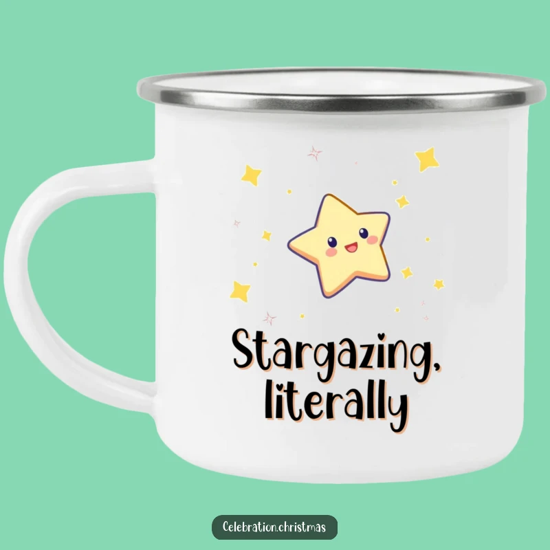 Funny Star Camping Mug: Celebratory Character, Perfect Outdoor Gift