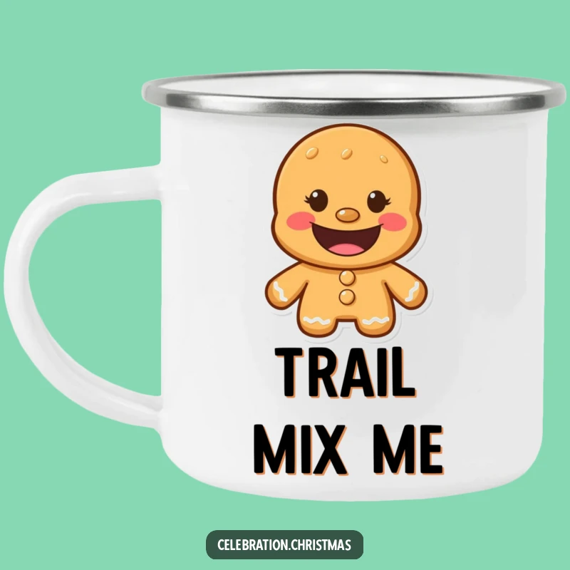 Funny Gingerbread Man Grinning Camping Mug - Durable Humorous Cookie Character Drinkware