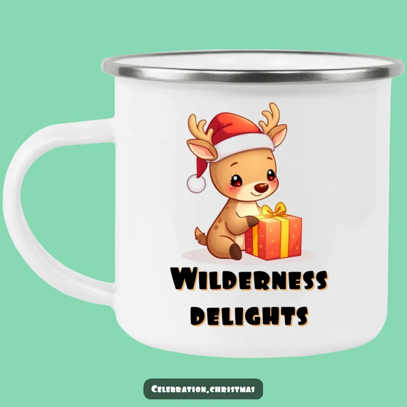 Funny Deer Camping Mug - Festive Santa Hat Mug, Perfect Funny Outdoor Gift