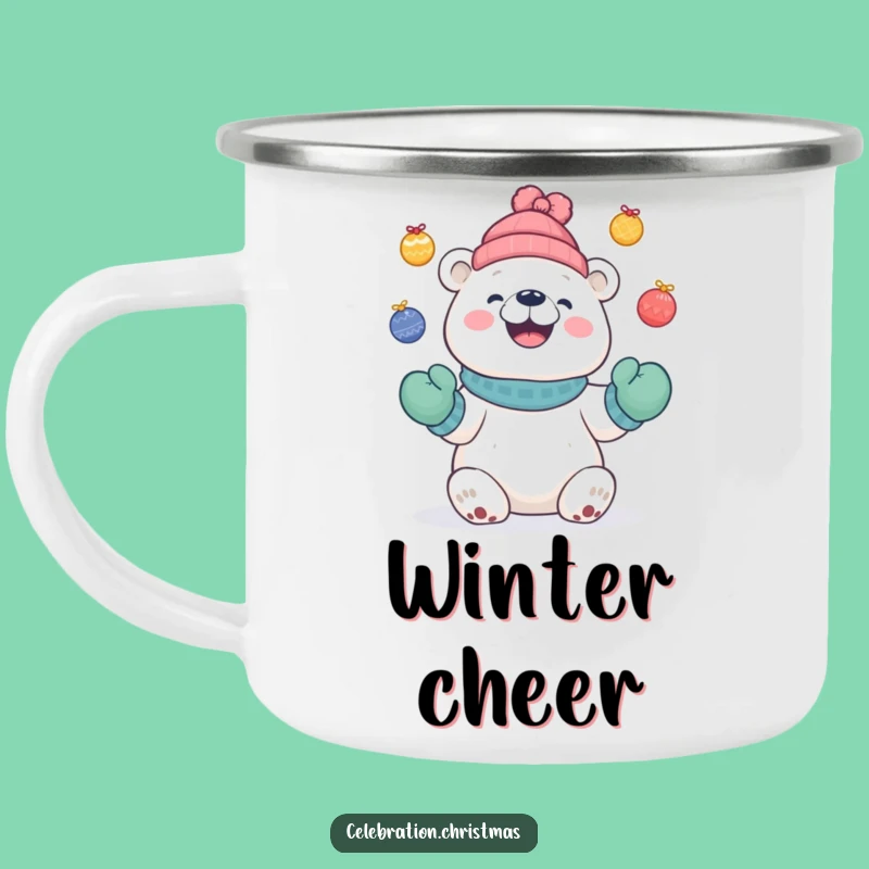 Funny Polar Bear Juggling Camping Mug, Outdoor Holiday Fun, Humorous Gift