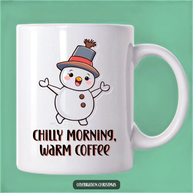 Funny Snowman Waddling Mug - Delightful Tilted Hat Character Humorous Gift