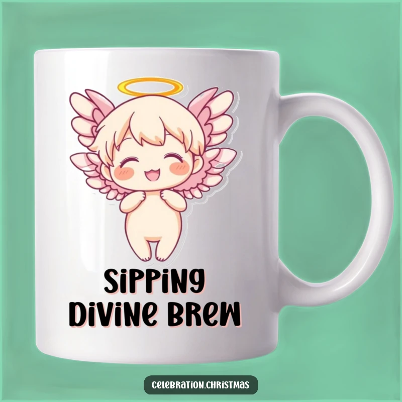 Funny Angel Flapping Wings Mug - Joyful Character Humorous Heavenly Gift