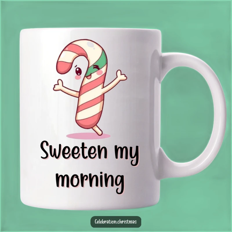 Funny Dancing Candy Cane Mug - Cheerful Sweet Design - Funny Holiday Gift