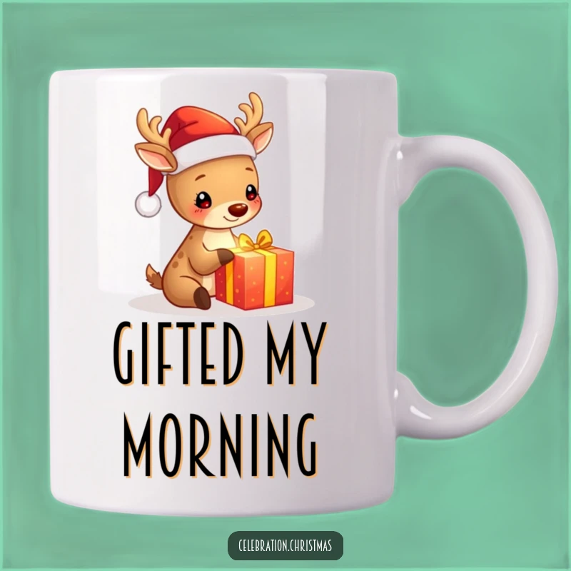 Funny Deer Gift Mug - Adorable Santa Deer Design, Perfect Joyful Funny Gift