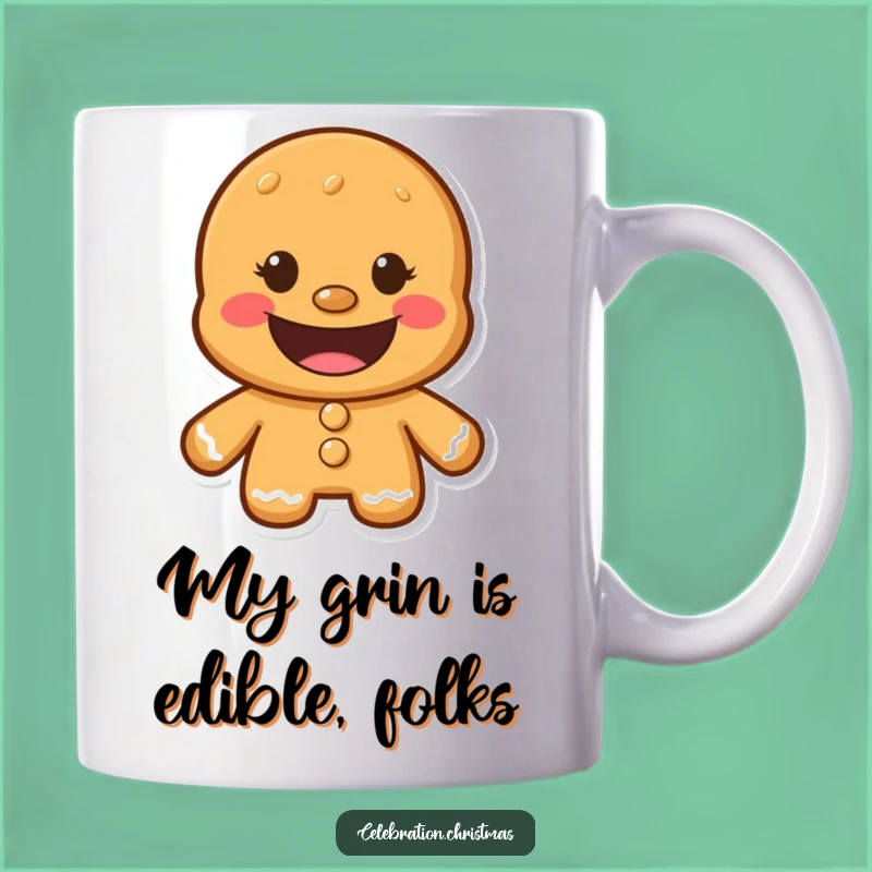 Funny Gingerbread Man Grinning Mug - Perfect Humorous Cookie Character Gift