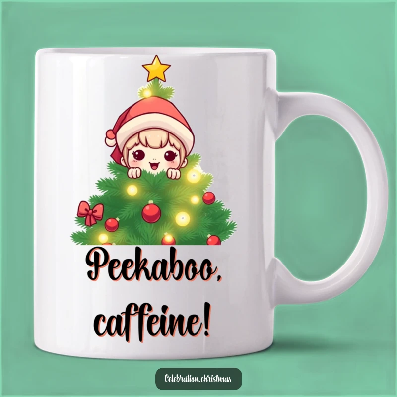 Funny Kawaii Christmas Tree Peek Mug: A Hilarious Holiday Gift Surprise