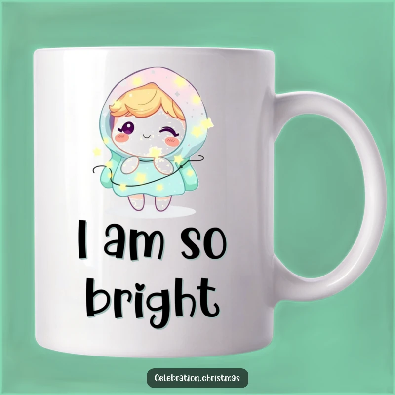 Funny Kawaii Fairy Lights Delight Mug - A Sparkling and Funny Gift for Joyful Mornings!