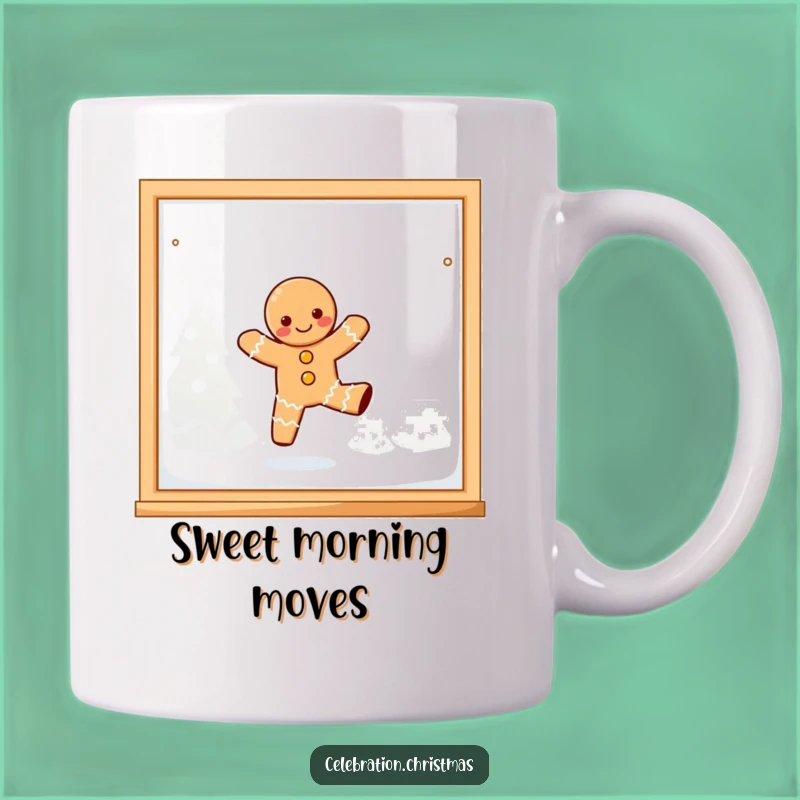 Funny Kawaii Gingerbread Dancing Mug - Whimsical Holiday Cheer Gift