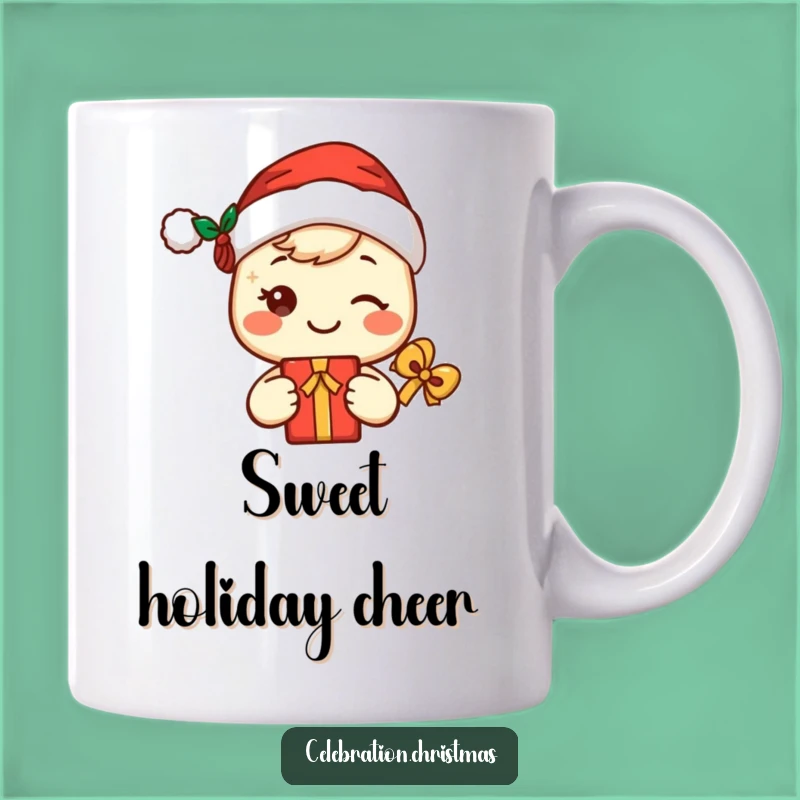 Funny Kawaii Santa Mug - Cute Smiling Character Christmas Gift