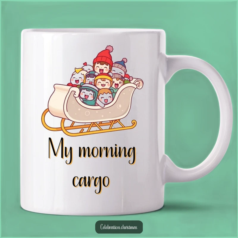 Funny Laughing Sleigh Mug: Spread Holiday Cheer with this Joyful, Merry Design