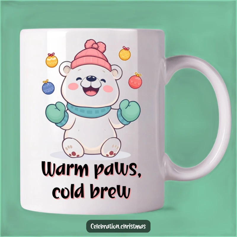 Funny Polar Bear Juggling Mug, Festive Cheer, Perfect Holiday Gift