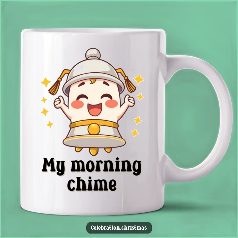 Funny Ringing Bell Mug - Enthusiastic Merriment Character Humorous Gift