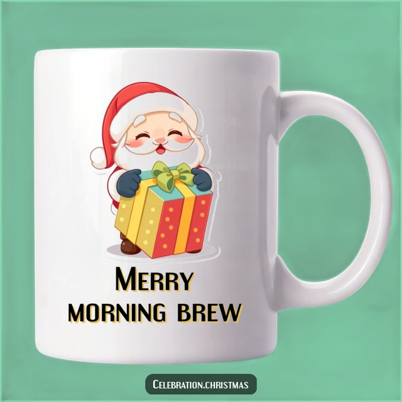 Funny Santa Mug: Excited Gift Unwrapping, Christmas Joy, Perfect Holiday Humorous Gift