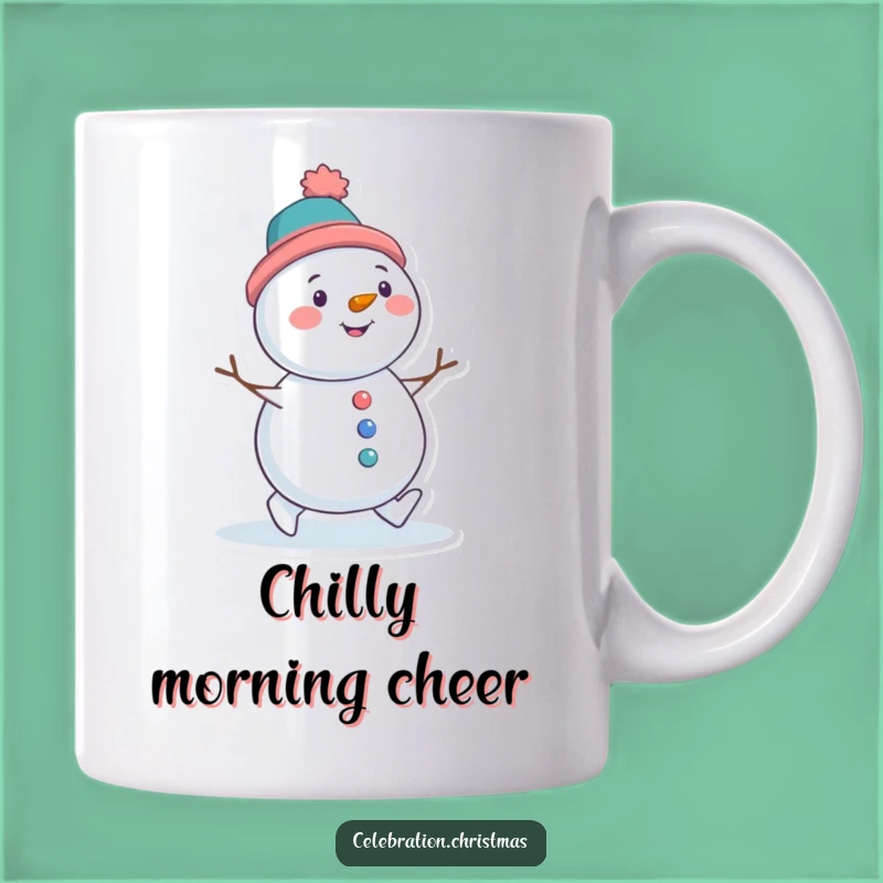 Funny Snowman Waddling Mug - Tilted Hat Winter Friend Gift