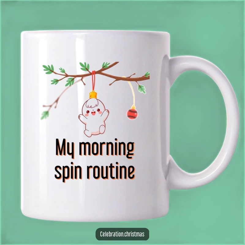 Funny Spinning Ornament Mug: Cheerful Character Holiday Gift for Christmas Lovers
