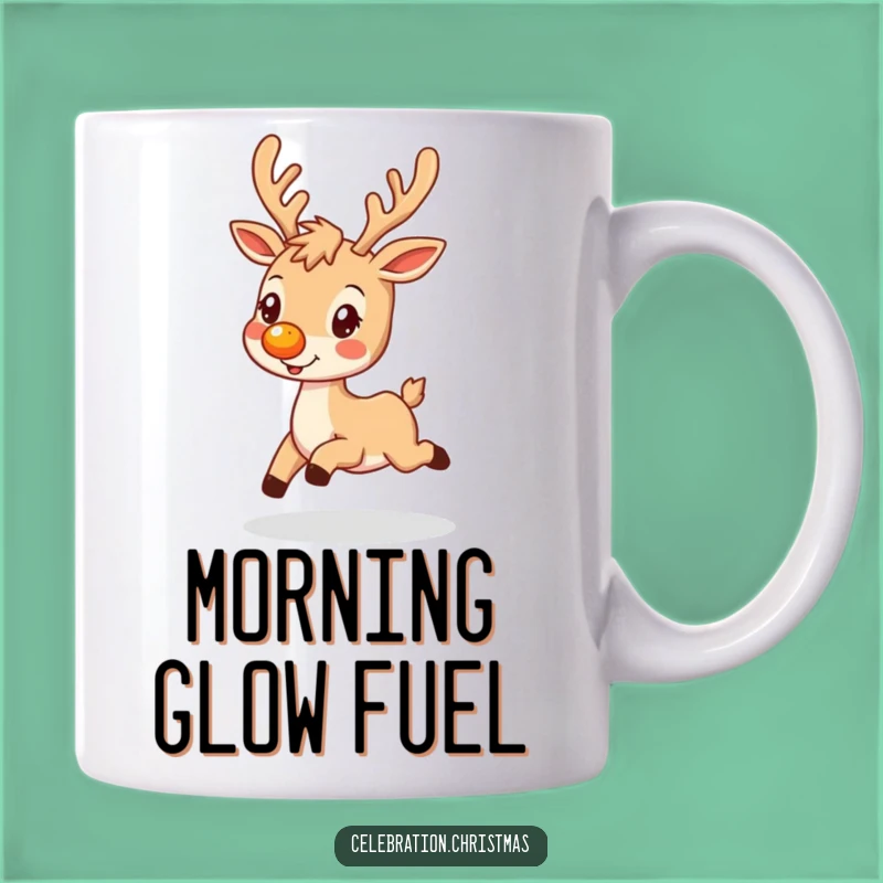 Funny Reindeer Glowing Nose Mug - Whimsical Holiday Cheer Gift