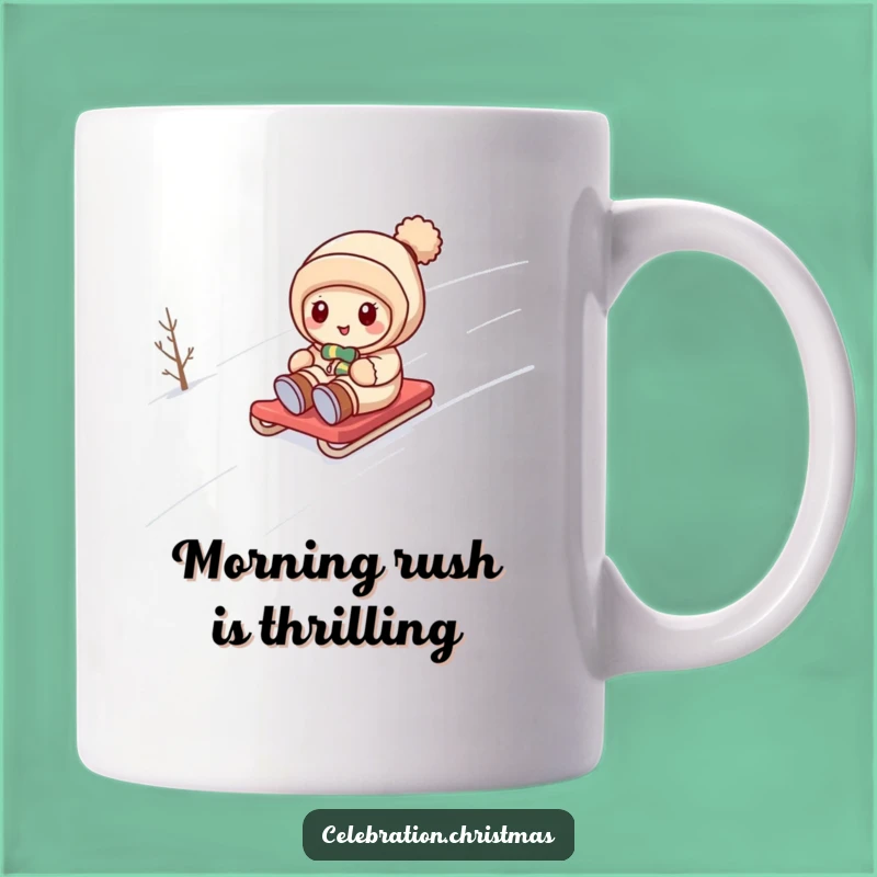 Funny Kawaii Snow Sledding Mug: Hilarious Winter Fun & Perfect Gift