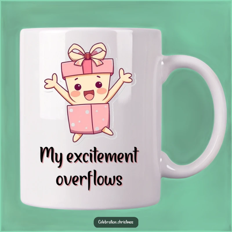 Funny Gift Box Jump Mug: Express Your Excitement with Humorous Design