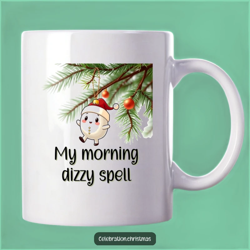 Funny Ornament Spin Mug: Wobbly Christmas Character Perfect Gift