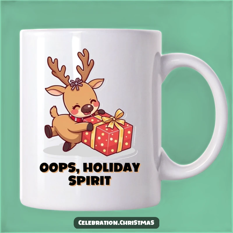 Funny Reindeer Tripping Mug A Comical Christmas Gift for Laughs