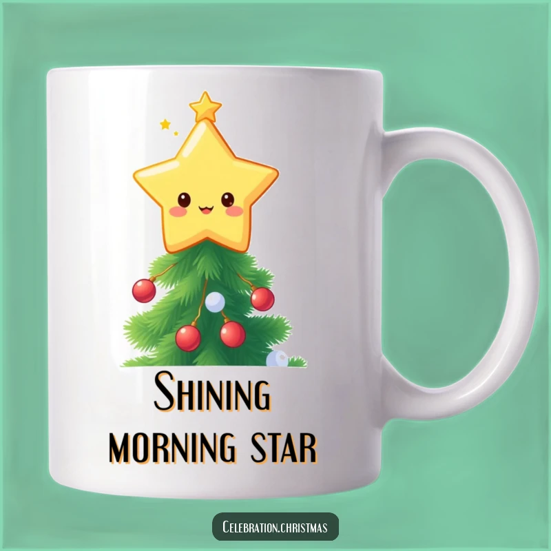 Funny Kawaii Star Topper Mug - Twinkling Tree Decor Gift