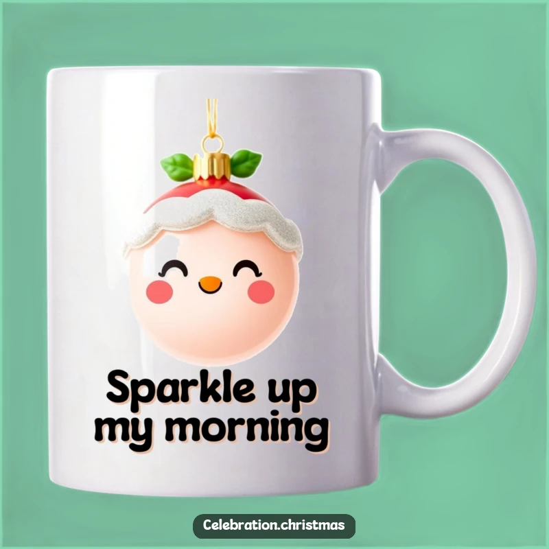 Funny Cute Christmas Ornament Mug - Sparkling Face Cheer Funny Gift Idea