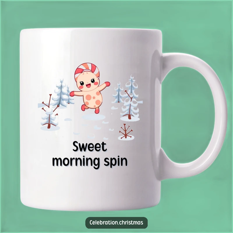 Funny Kawaii Candy Cane Cartwheel Mug: Sweet Holiday Fun Makes a Perfect Funny Gift