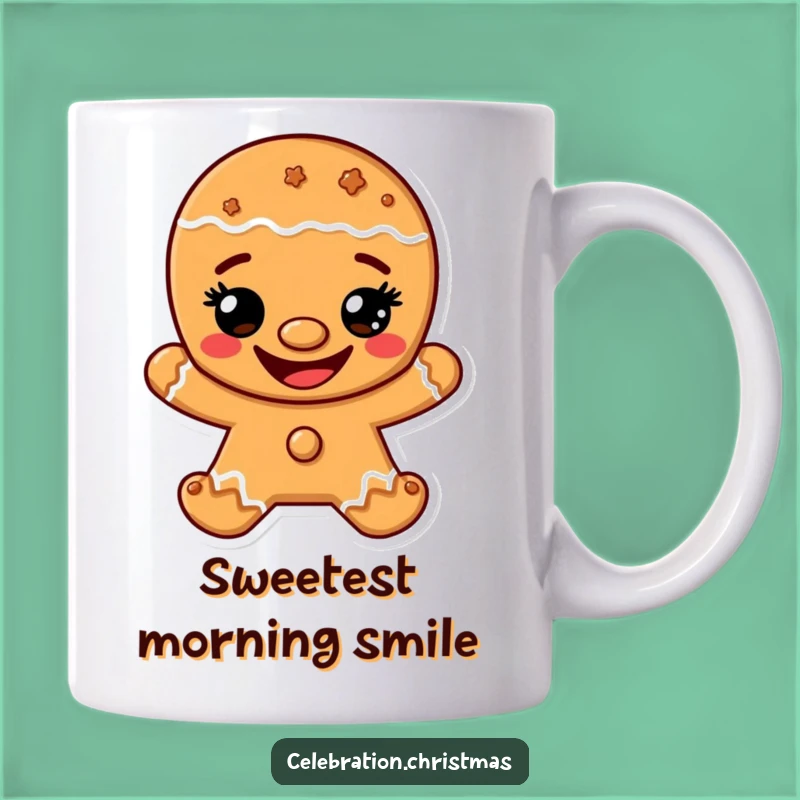 Funny Gingerbread Man Grin Mug - Cheerful Cookie Character Gift